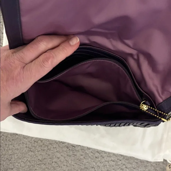 Coach Madison Gathered Dark Purple Pleated Clutch - Picture 6 of 10
